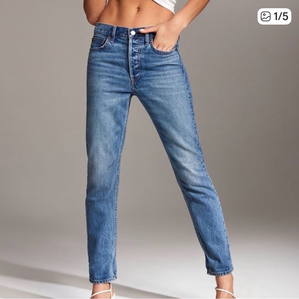 Aritzia Denim Forum The Ex Boyfriend Jeans Medium Wash Button Fly Size 23